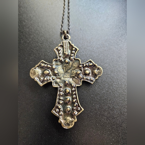 Colorful Rhinestone Cross Necklace - Picture 7 of 9